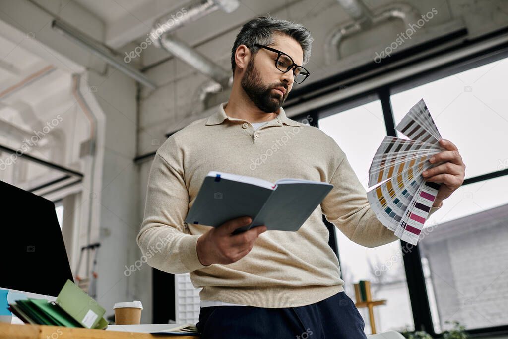 Paletar de culori și schițe pe masă